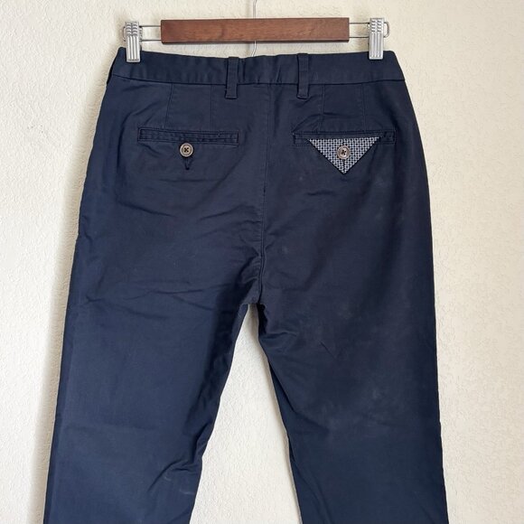 Ted Baker Navy Slim Chino Slacks 28R Cotton Polyester Tampered Ankle Business - Picture 6 of 11